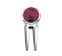 no/no ocean red boat people picture Golf Divot Tool Golf Ball Marker Repair Tool