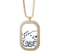 no/no Octopus Aquatic Food Art Deco Fashion Necklace Pendant Diamond Crystal Golden Jewelry