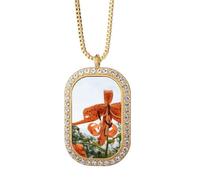 no/no Orange River Lily Art Deco Fashion Necklace Pendant Diamond Crystal Golden Jewelry