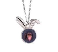no/no Orangutans Laugh Human Hair Rabbit Necklace Pendant Bunny Animal Jewelry Gift