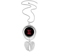 no/no Original Intention Help Art Deco Fashion Pendant Angel Wings Rotating Necklace Jewelry
