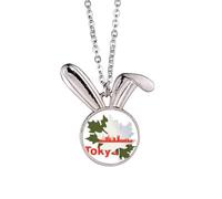 no/no Outline Japanese City Tokyo Rabbit Necklace Pendant Bunny Animal Jewelry Gift