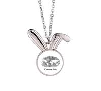 no/no Outline World Gene Map Rabbit Necklace Pendant Bunny Animal Jewelry Gift