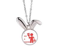 no/no Paint Painter Painting Job Rabbit Necklace Pendant Bunny Animal Jewelry Gift