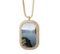 no/no panorama art deco fashion Necklace Pendant Diamond Crystal Golden Jewelry