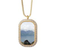 no/no panorama art deco fashion Necklace Pendant Diamond Crystal Golden Jewelry