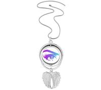 no/no Partial Close Eyelashes Art Deco Fashion Pendant Angel Wings Rotating Necklace Jewelry