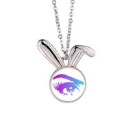 no/no Partial Close Eyelashes Art Deco Fashion Rabbit Necklace Pendant Bunny Animal Jewelry Gift