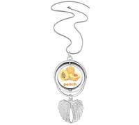 no/no Peach Mosaic Tile Meat Art Deco Fashion Pendant Angel Wings Rotating Necklace Jewelry