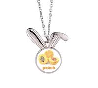 no/no Peach Mosaic Tile Meat Art Deco Fashion Rabbit Necklace Pendant Bunny Animal Jewelry Gift
