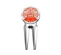 no/no Peking China Head Red Paper-cut Golf Divot Tool Golf Ball Marker Repair Tool