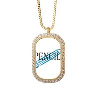 no/no Pencil Course Writing Classroom Students Necklace Pendant Diamond Crystal Golden Jewelry