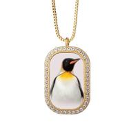 no/no Penguin Chest Overlook South Pole Necklace Pendant Diamond Crystal Golden Jewelry