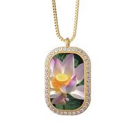 no/no Perfect Lotus Summer Art Deco Fashion Necklace Pendant Diamond Crystal Golden Jewelry