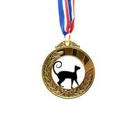 no/no Pet Lover Black Cat Animal Art Outline Gold Award Winner Medal First Place Ribbon