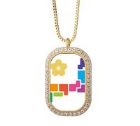 no/no Petal Yellow Love Japanese Expression Necklace Pendant Diamond Crystal Golden Jewelry