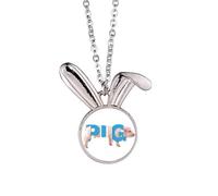 no/no Pig Livestock Rural Food Rabbit Necklace Pendant Bunny Animal Jewelry Gift