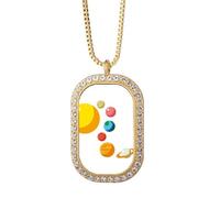 no/no Planetary Bodies Solar System Necklace Pendant Diamond Crystal Golden Jewelry