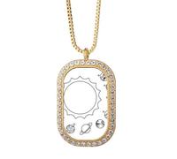 no/no Planetary Line Outline Solar System Necklace Pendant Diamond Crystal Golden Jewelry