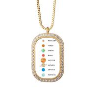 no/no Planetary Name Arrangement Solar System Necklace Pendant Diamond Crystal Golden Jewelry