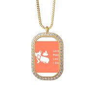 no/no Playful Corgi Dog Likes Poop Necklace Pendant Diamond Crystal Golden Jewelry