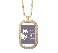 no/no playful hupuppy plays poop Necklace Pendant Diamond Crystal Golden Jewelry