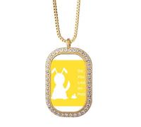 no/no Playful Pet Dog Likes Poop Necklace Pendant Diamond Crystal Golden Jewelry