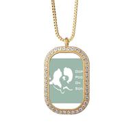 no/no Playful Shephered Dog Poop Sofa Necklace Pendant Diamond Crystal Golden Jewelry