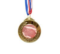 no/no Pork Raw Meat Food Texture Gold Award Winner Medal First Place Ribbon
