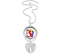 no/no Power Differentiation Identity Rainbow Equality Pendant Angel Wings Rotating Necklace Jewelry