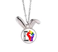no/no Power Differentiation Identity Rainbow Equality Rabbit Necklace Pendant Bunny Animal Jewelry Gift