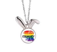 no/no Power Differentiation Identity Rainbow Equality Rabbit Necklace Pendant Bunny Animal Jewelry Gift