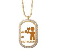no/no Power Supply Electricity Wage Source Job Necklace Pendant Diamond Crystal Golden Jewelry