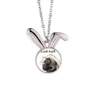 no/no Primate Baboon Papio Rabbit Necklace Pendant Bunny Animal Jewelry Gift