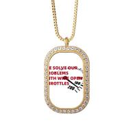 no/no Problem Solving Throttle Panel Necklace Pendant Diamond Crystal Golden Jewelry