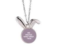 no/no Qoutes Famous People Healing Barricades Aganist Himself Rabbit Necklace Pendant Bunny Animal Jewelry Gift