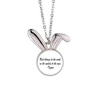 no/no Qoutes Famous People Healing Rest Work Eyelid Eyes Rabbit Necklace Pendant Bunny Animal Jewelry Gift