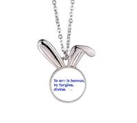 no/no Quote Divine Forgive Human Error Rabbit Necklace Pendant Bunny Animal Jewelry Gift