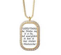 no/no Quotes Lie Truth Art Deco Fashion Necklace Pendant Diamond Crystal Golden Jewelry