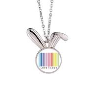 no/no Rainbow Colorful Equal Consultation Rabbit Necklace Pendant Bunny Animal Jewelry Gift