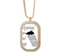 no/no Rainstorm Common Knowledge English Language Culture Necklace Pendant Diamond Crystal Golden Jewelry