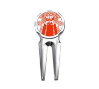 no/no Red China Head Paper-cut Golf Divot Tool Golf Ball Marker Repair Tool