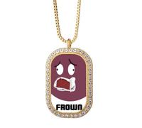 no/no Red Emotion Worry Frown Eyebrow Necklace Pendant Diamond Crystal Golden Jewelry