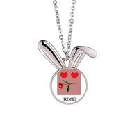 no/no Red Love Emotion Like Rose Rabbit Necklace Pendant Bunny Animal Jewelry Gift