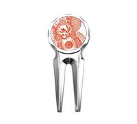 no/no Red Opera Head Paper-cut Pattern Golf Divot Tool Golf Ball Marker Repair Tool