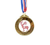 no/no Red Snowflake Deer Art Deco Fashion Gold Award Winner Medal First Place Ribbon