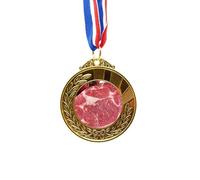 no/no Red Steak Raw Meat Food Texture Gold Award Winner Medal First Place Ribbon