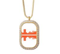 no/no Reflections High Buildings Urban Landscape Architectural Signs Necklace Pendant Diamond Crystal Golden Jewelry