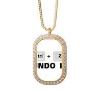 no/no Regret Choose Give Leave Art Deco Fashion Necklace Pendant Diamond Crystal Golden Jewelry