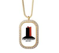 no/no Remember Lessons History Art Deco Fashion Necklace Pendant Diamond Crystal Golden Jewelry